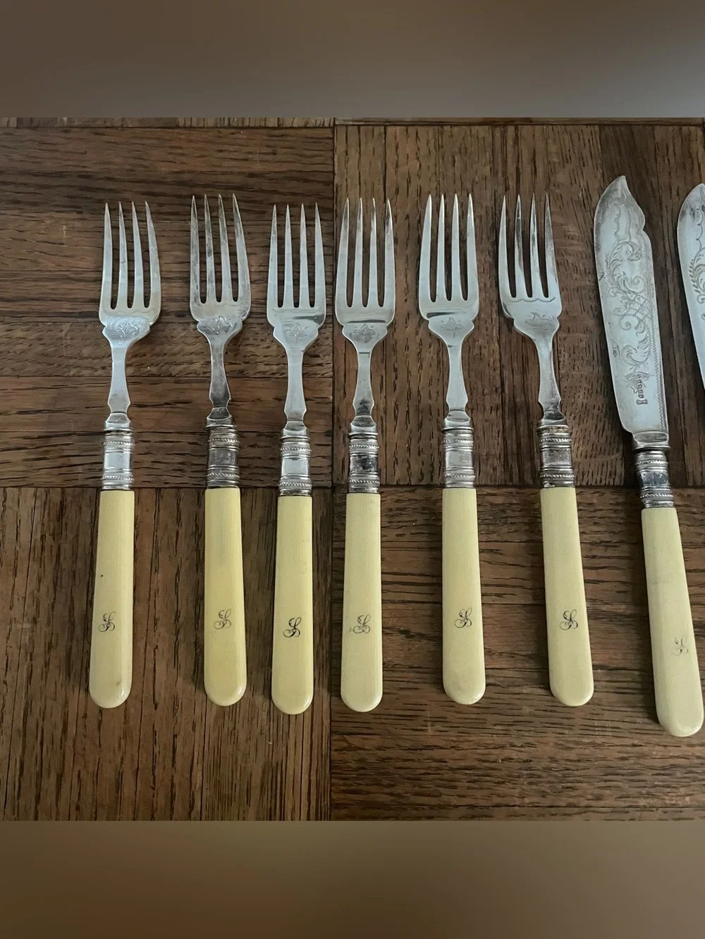 Antique Victorian R.F. Mosley Sheffield Silverplate Fish Set 11pc